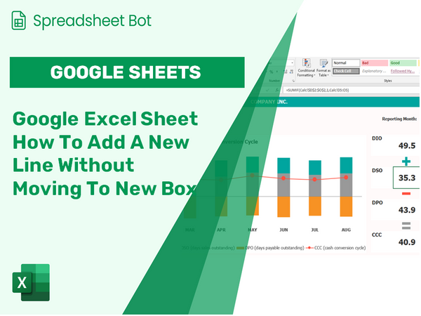 Google Excel Sheet How To Add A New Line Without Moving To New Box?